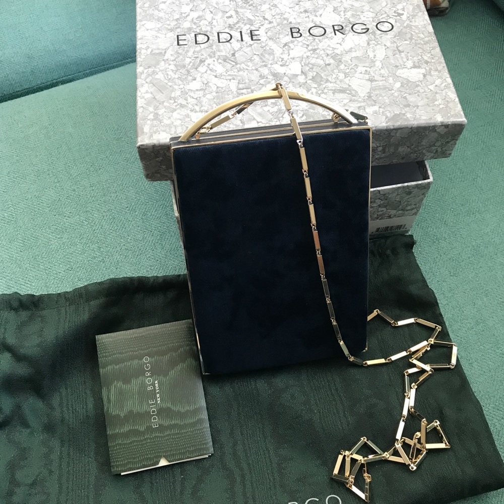Eddie Borgo Blue  Leather-trimmed Clutch